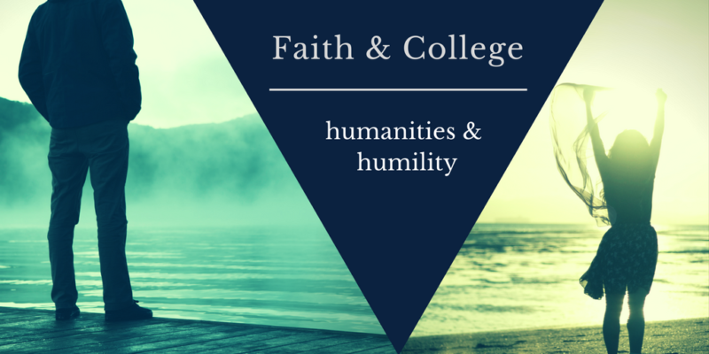 faith & college, humanities & humility, man gazing at the water, girl at the coast with hands in the air