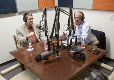 Robert Sloan and Lee Strobel in HBU's Radio Studio