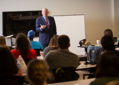 Dr. Sloan speaking to students in the HBU Honors College
